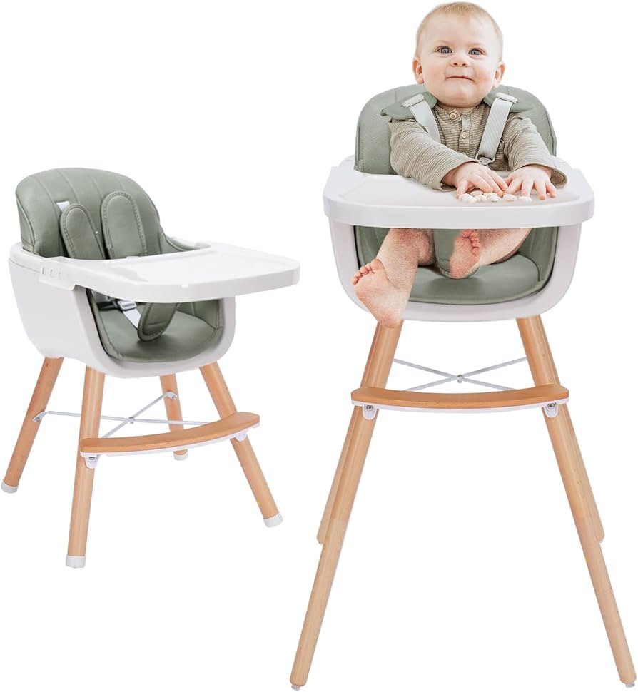 Mallify 3-in-1 Wooden High Chair, Convertible High Chairs for Babies and Toddlers, Baby Highchair... | Amazon (US)
