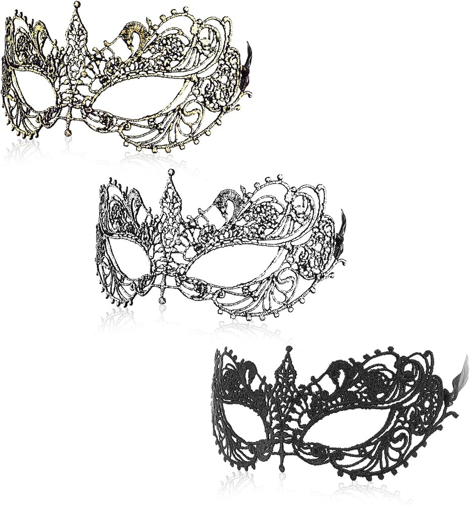 WLLHYF 3 Pcs Adult Masquerade Mask Mysterious Fun Lace Masks for Couples Women Man Lace Headpiece... | Amazon (US)