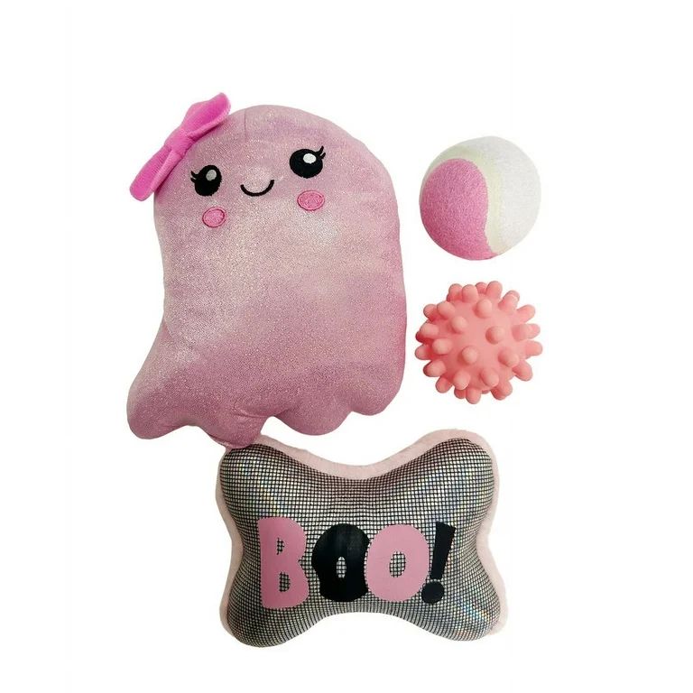 Vibrant Life Halloween 4 Pieces Multipack Dog Toy, Pink Ghost | Walmart (US)