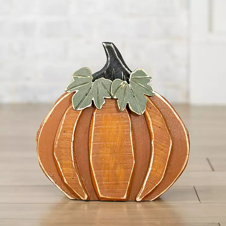 Orange Wooden Pumpkin Statue, 14.3 in. | Kirkland's Home