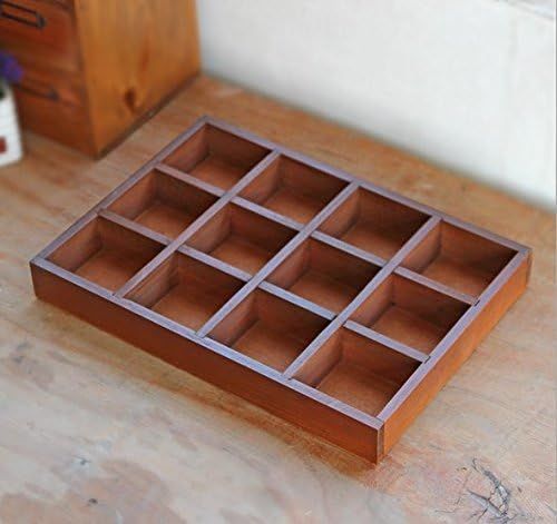 Multi-Functional 12-Grid Vintage Wooden Storage Divider Box Drawer Desk Organizer Tray for Crafts... | Amazon (US)