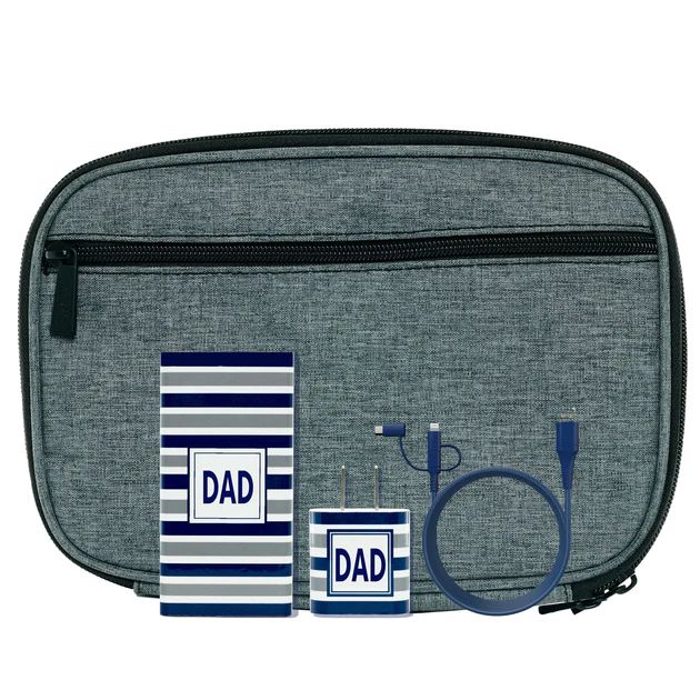 DAD Navy Silver Stripe Tech Kit | Classy Chargers