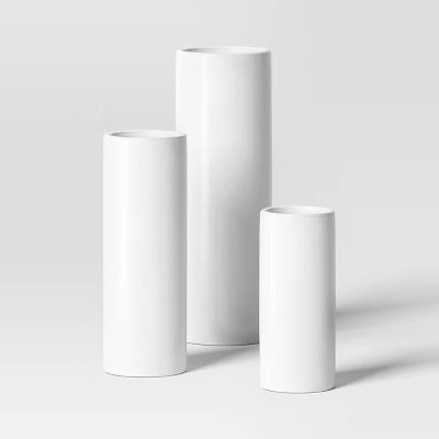 3pc Vase Set Ceramic Cylinder White - Room Essentials™ | Target