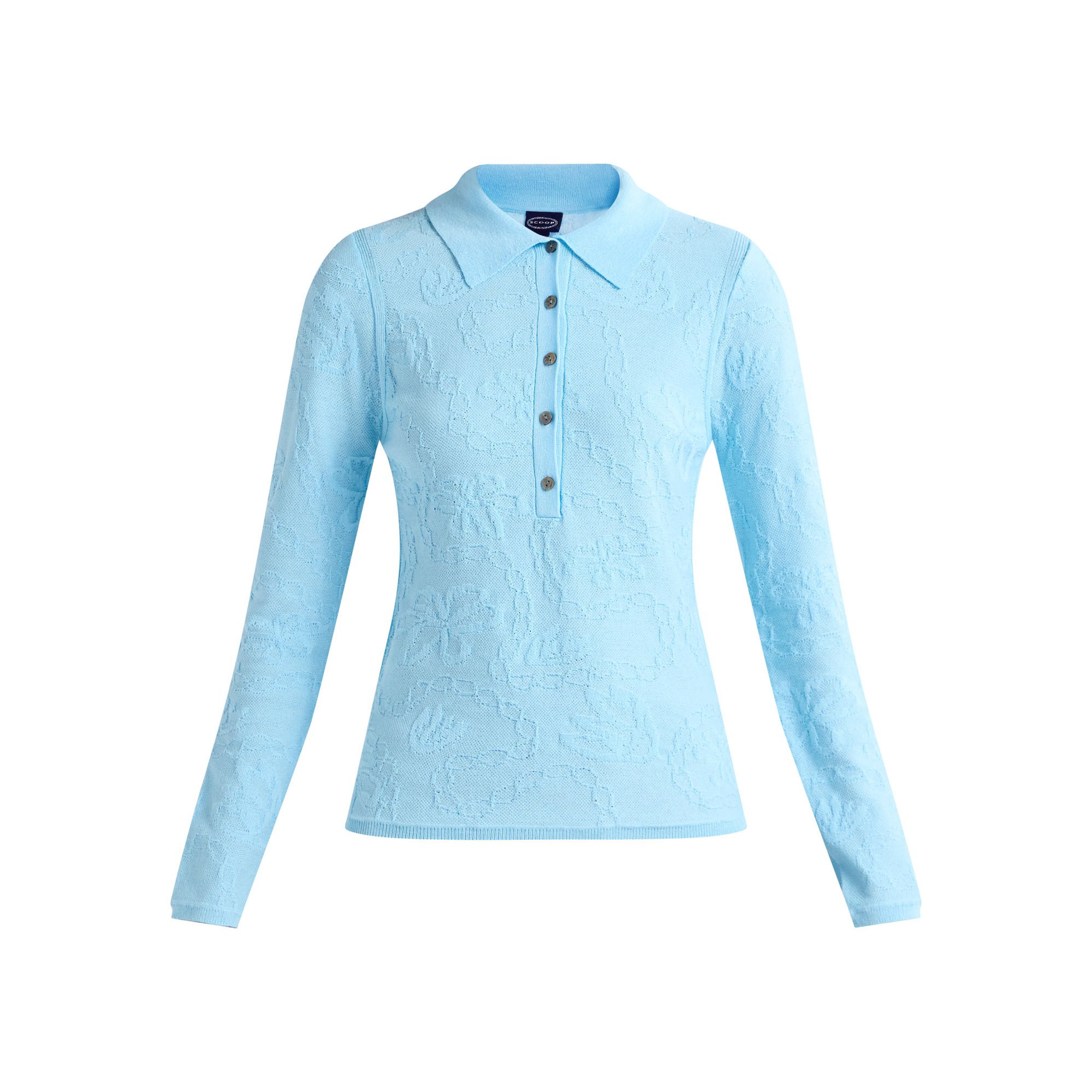 Scoop Woman's Fitted Jacquard Polo with Long Sleeves, Sizes XS-XXL | Walmart (US)
