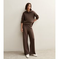 Women's Brown Wide Leg Compact Knit Trousers New Look | New Look (UK)
