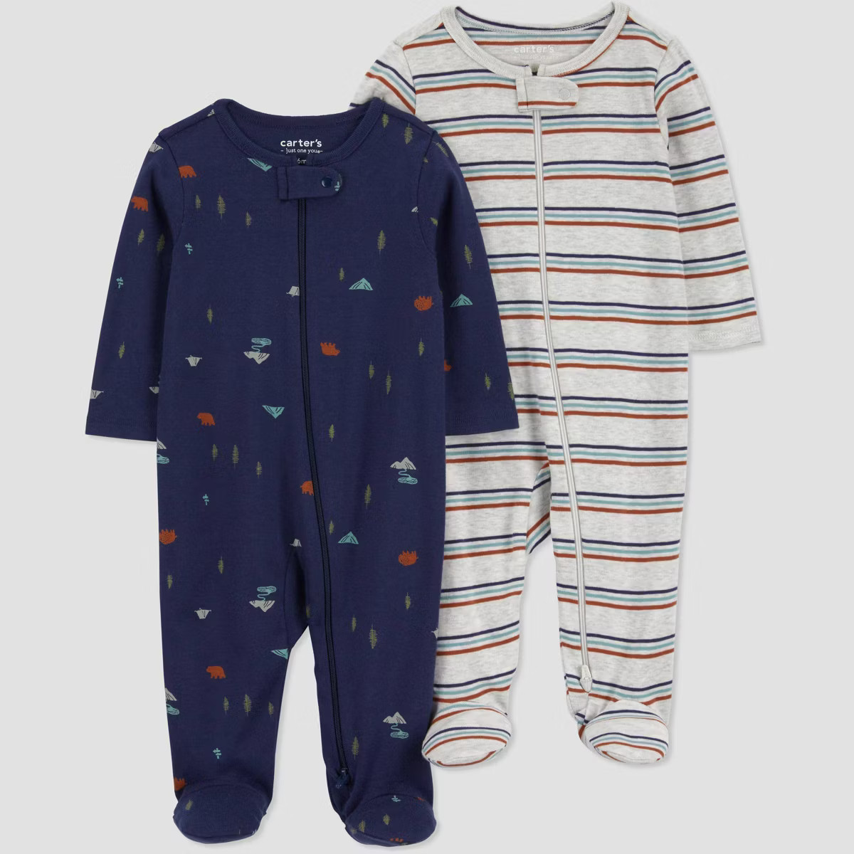 Carter's Just One You® Baby Boys' 2pk Forest Striped Sleep N' Play - Navy | Target