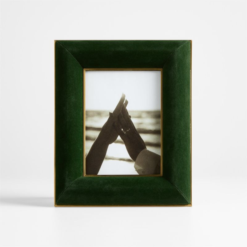 Langham Dark Green Velvet 5x7 Picture Frame | Crate & Barrel | Crate & Barrel