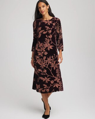 Women's Burnout Velvet Midi Dress in Night Bloom | Chico's | Chico's