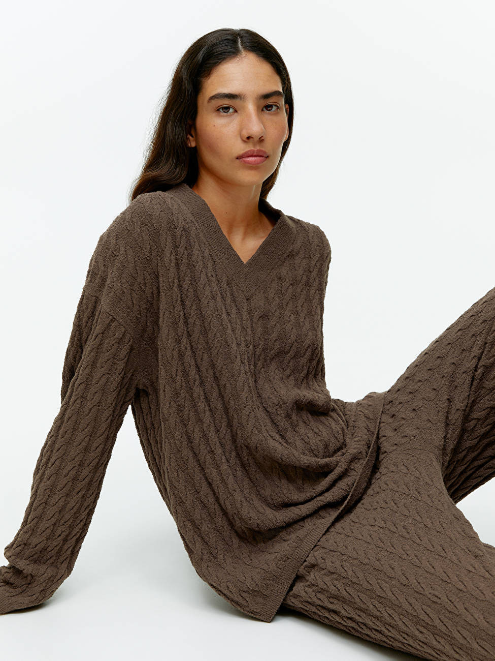 Bouclé Cable-Knit Jumper | ARKET (US&UK)