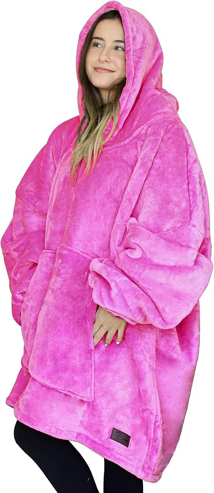Tirrinia Hot Pink Oversized Hoodie Blanket Sweatshirt Comfortable Sherpa Giant Wearable Blankets ... | Amazon (US)
