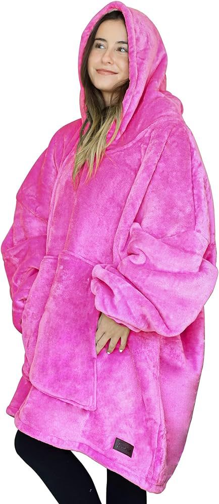 Tirrinia Hot Pink Oversized Hoodie Blanket Sweatshirt Comfortable Sherpa Giant Wearable Blankets ... | Amazon (US)