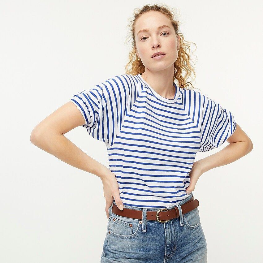 Puff-sleeve T-shirt in stripe | J.Crew US