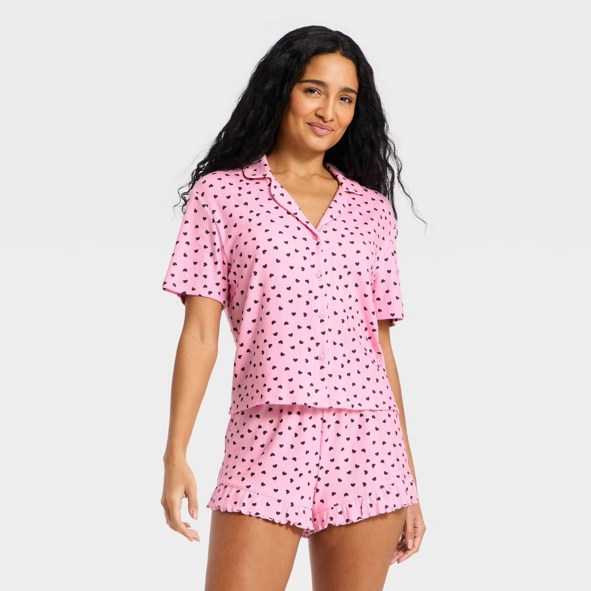 Women's Pointelle Notch Collar Shirt and Shorts Pajama Set - Wild Fable™ | Target