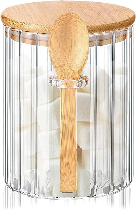 Glass Jar Sugar Container with Bamboo Spoons Lids 16 oz Sugar Bowl Coffee Bar Food Storage Jar Ce... | Amazon (US)