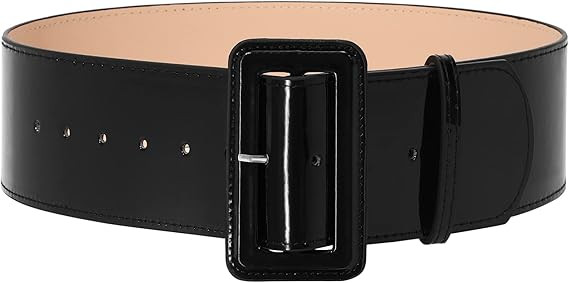 SUOSDEY Women Wide Patent Leather Belt Fashion Square Buckle Waist Belt Cinch Belt for Dresses Co... | Amazon (US)