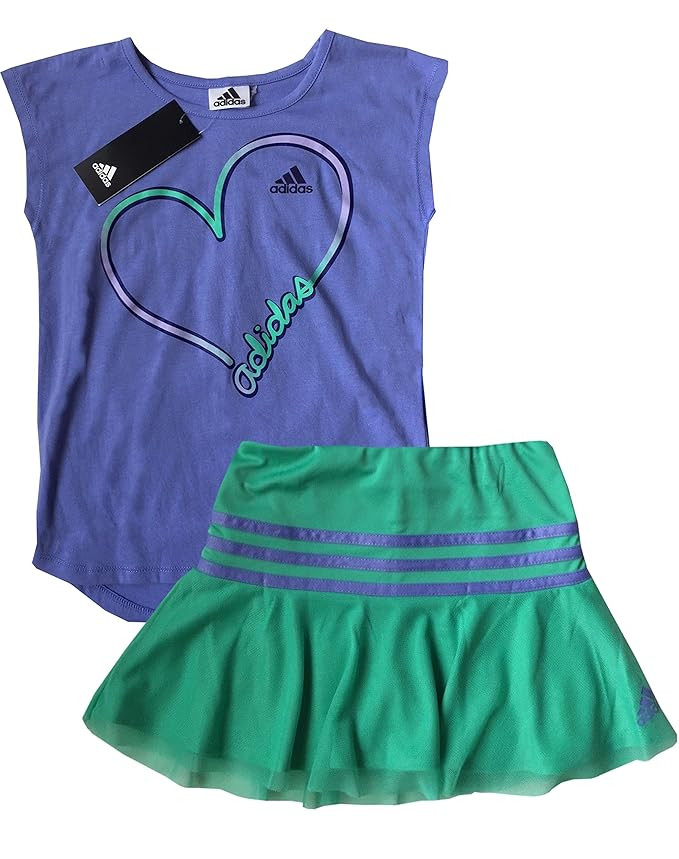 adidas Girl's 2 Piece Athletic T-Shirt & Skort Set | Amazon (US)
