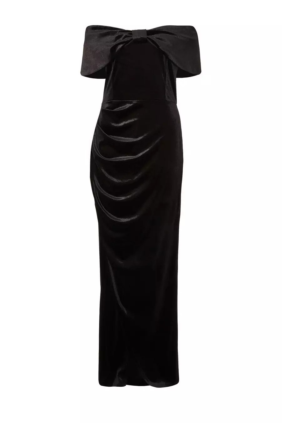 Home/Black Velvet Bardot Maxi Dress | Quiz Clothing