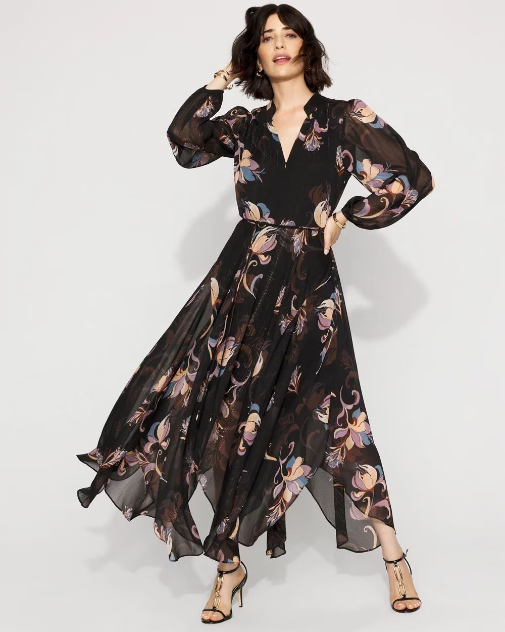 Chiffon + Lurex Maxi Dress | White House Black Market