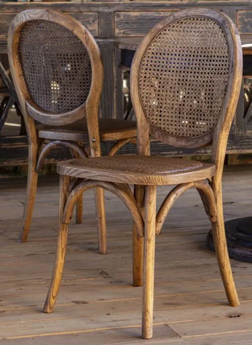 Bistro Style Cane Back Dining Chair Set of 2 | Antique Farm House