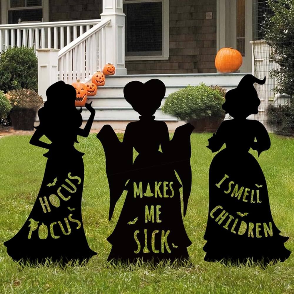 Ivenf Witch Halloween Decorations Outdoor: 3 Extra Large Black Hocus Pocus Witches, Halloween Sil... | Amazon (US)