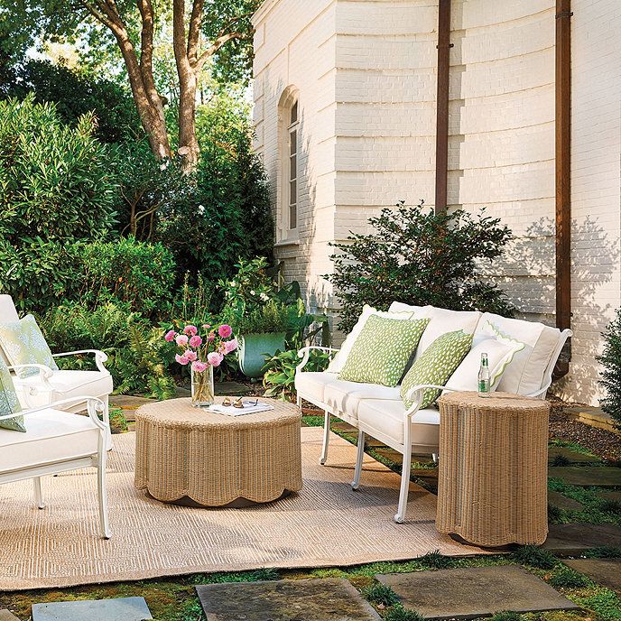 Lyra Resin Wicker Scalloped Coffee Table for Outdoor | Ballard Designs, Inc.