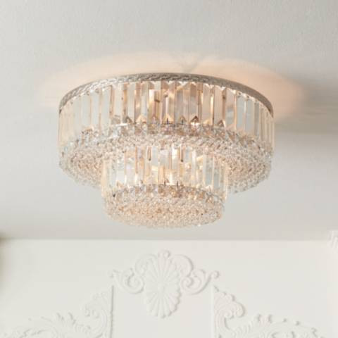 Vienna Full Spectrum Magnificence 16" Nickel and Crystal Ceiling Light | Lamps Plus