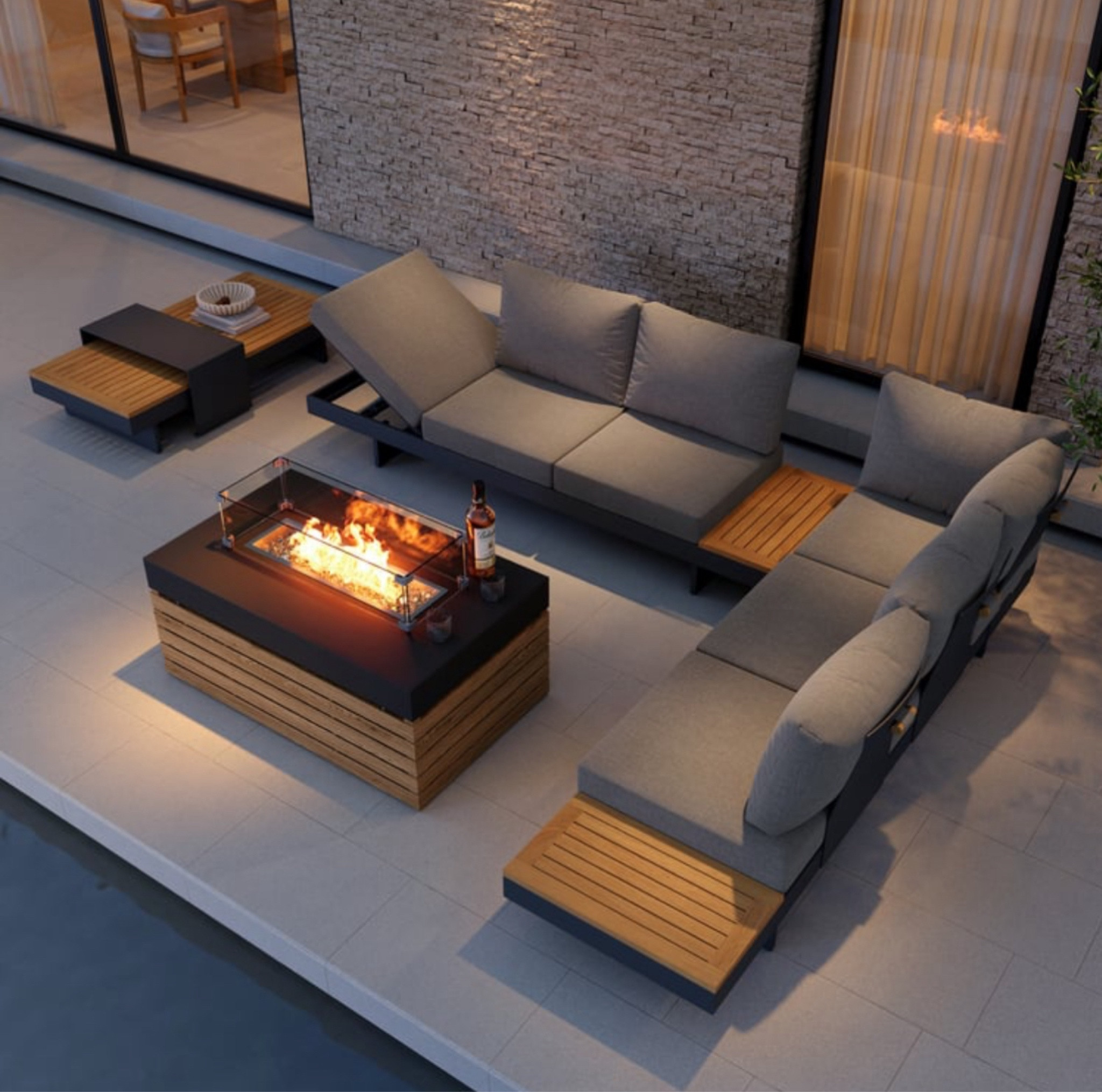 5-Pieces Modular Teak Outdoor Sofa Set With Smokeless Fire Pit For 6 Person In Gray

#LTKStyleTip #LTKHoliday #LTKHome