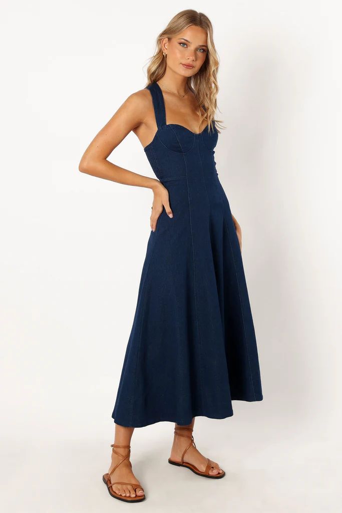 Everly Crossback Midi Dress - Denim | Petal & Pup (US)