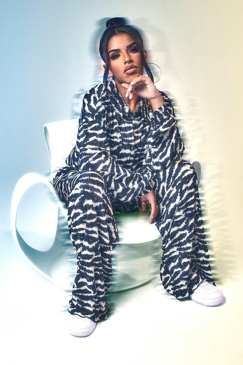 Plisse Zebra Oversized Shirt | Boohoo.com (UK & IE)