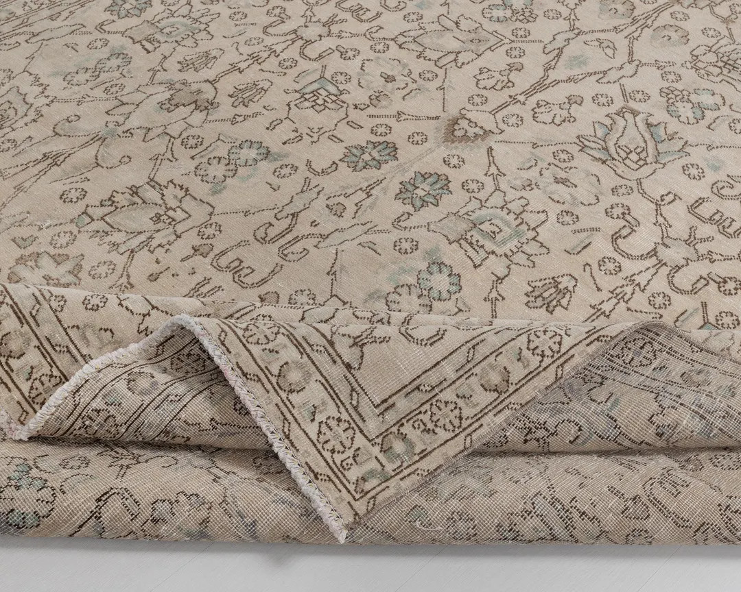 Muted Tone Persian Rug 7x10 – Subtle Beige Floral Vintage Carpet | Etsy (US)