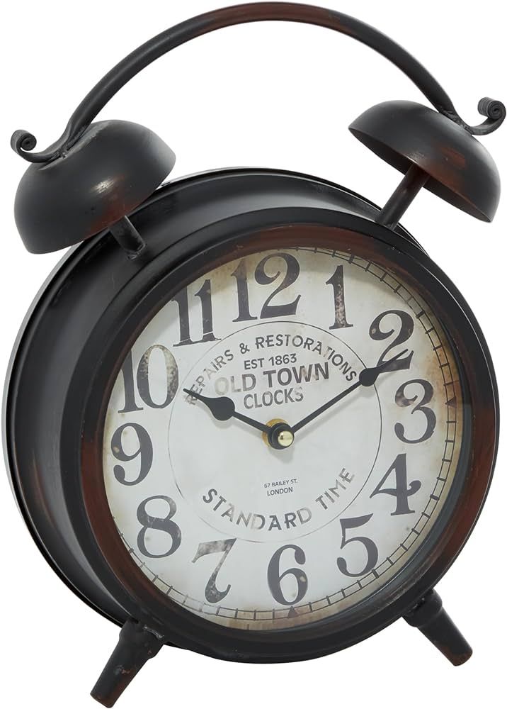 Deco 79 Metal Clock with Bell Style Top, 10" x 4" x 13", Black | Amazon (US)