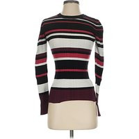 Nine West Turtleneck Sweater: Burgundy Stripes Pattern Tops - Size X-Small | ThredUp (US)