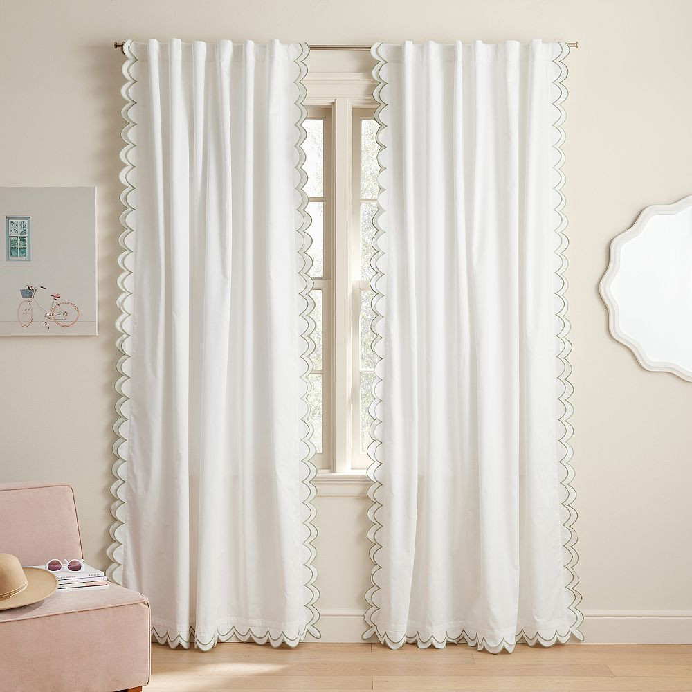 Scallop Trimmed Light-Filtering Curtain | Pottery Barn Teen