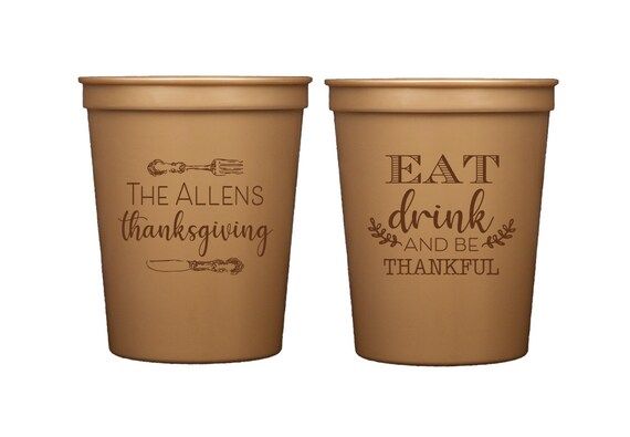 Thanksgiving cups, Eat drink and be thankful, Turkey time cups, Personalized thanksgiving cups, P... | Etsy (US)