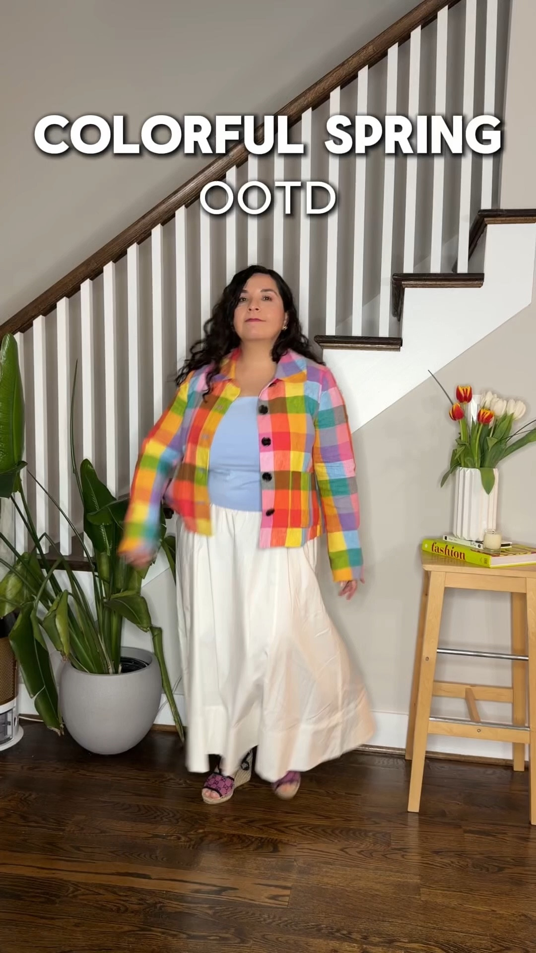 Colorful Spring Outfit Idea 🌷
‌
If you love colorful fashion but still want the outfit to feel balanced, a statement jacket + neutral base is such an easy formula for spring.
A colorful checked jacket like this instantly becomes the star of the outfit, so keeping the rest simple helps the pattern shine. A white maxi skirt is perfect for that. Wearing size L, it’s not petite sizing, but it still works really well even if you’re on the shorter side. It’s one of those spring and summer staples that goes with everything.
The sky blue top (size L) keeps the outfit soft and girly, and reusing colors that already appear in the jacket helps the whole look feel cohesive without adding extra colors.
This is a great spring weekend outfit for things like brunch, a family breakfast, or vacation days when you want to look cute but still relaxed. It also works for sightseeing days where you’re not planning to walk too much, since the look pairs beautifully with heels.
Such a fun colorful spring outfit if you want to let one statement piece do most of the work. 🌸

#LTKOver40 #LTKootd #LTKSeasonal