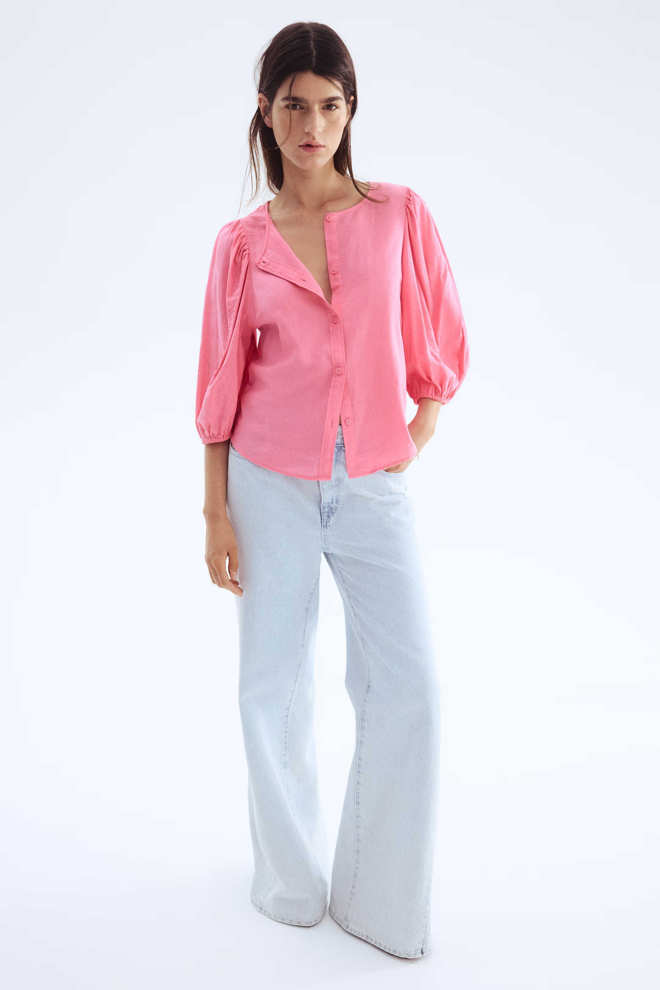 Linen-blend blouse | H&M (UK, MY, IN, SG, PH, TW, HK)