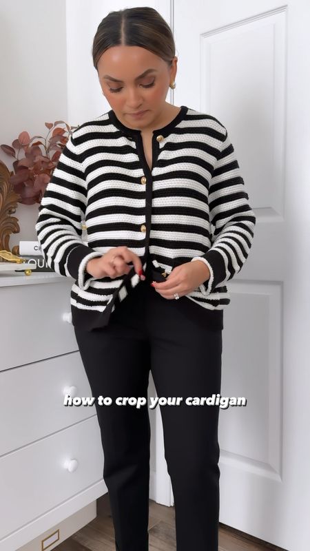 Tutorial for how to crop your cardigan without tucking it in! 

Wearing size small - roomy fit 

#LTKstyletip #LTKsalealert #LTKfindsunder50