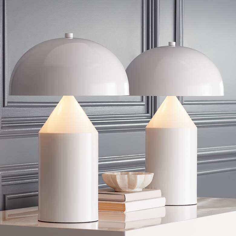 360 Lighting Felix Modern White Dome Mushroom Table Lamps Set of 2 | Lamps Plus