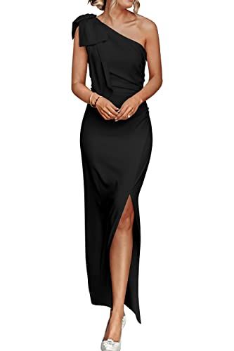 PRETTYGARDEN Women's Summer One Shoulder Long Formal Dresses Sleeveless Ruched Bodycon Wedding Gu... | Amazon (US)