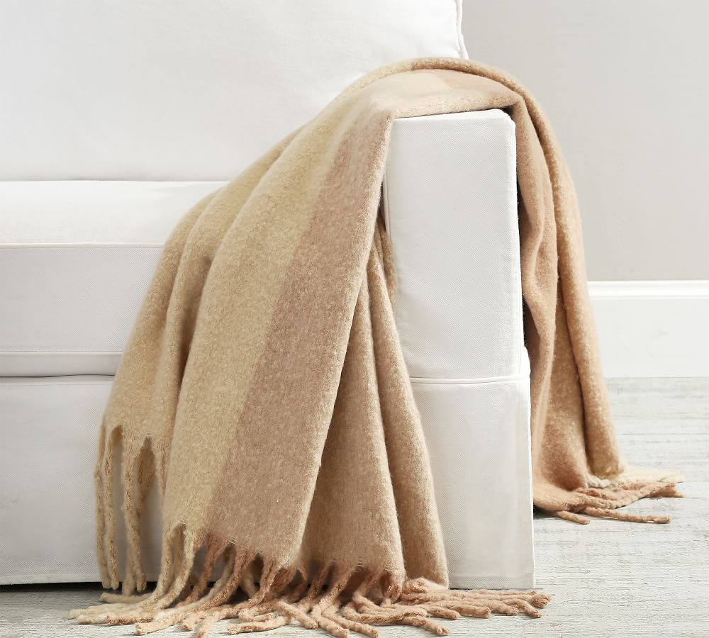 Color Blocked Faux Mohair Throw, 50 x 60&amp;quot;, Warm Multi | Pottery Barn (US)