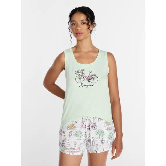Joyspun Women's Tank Top and Shorts Pajama Set, 2-Piece, Sizes XS-3X | Walmart (US)