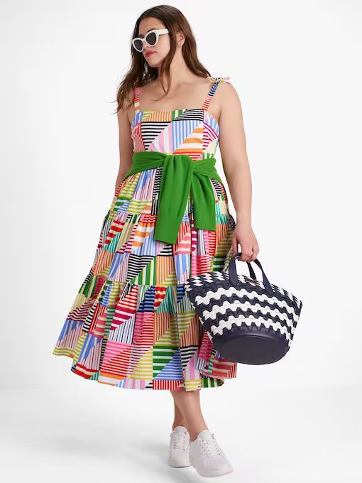 Patchwork Stripe Tiered Dress | Kate Spade (US)