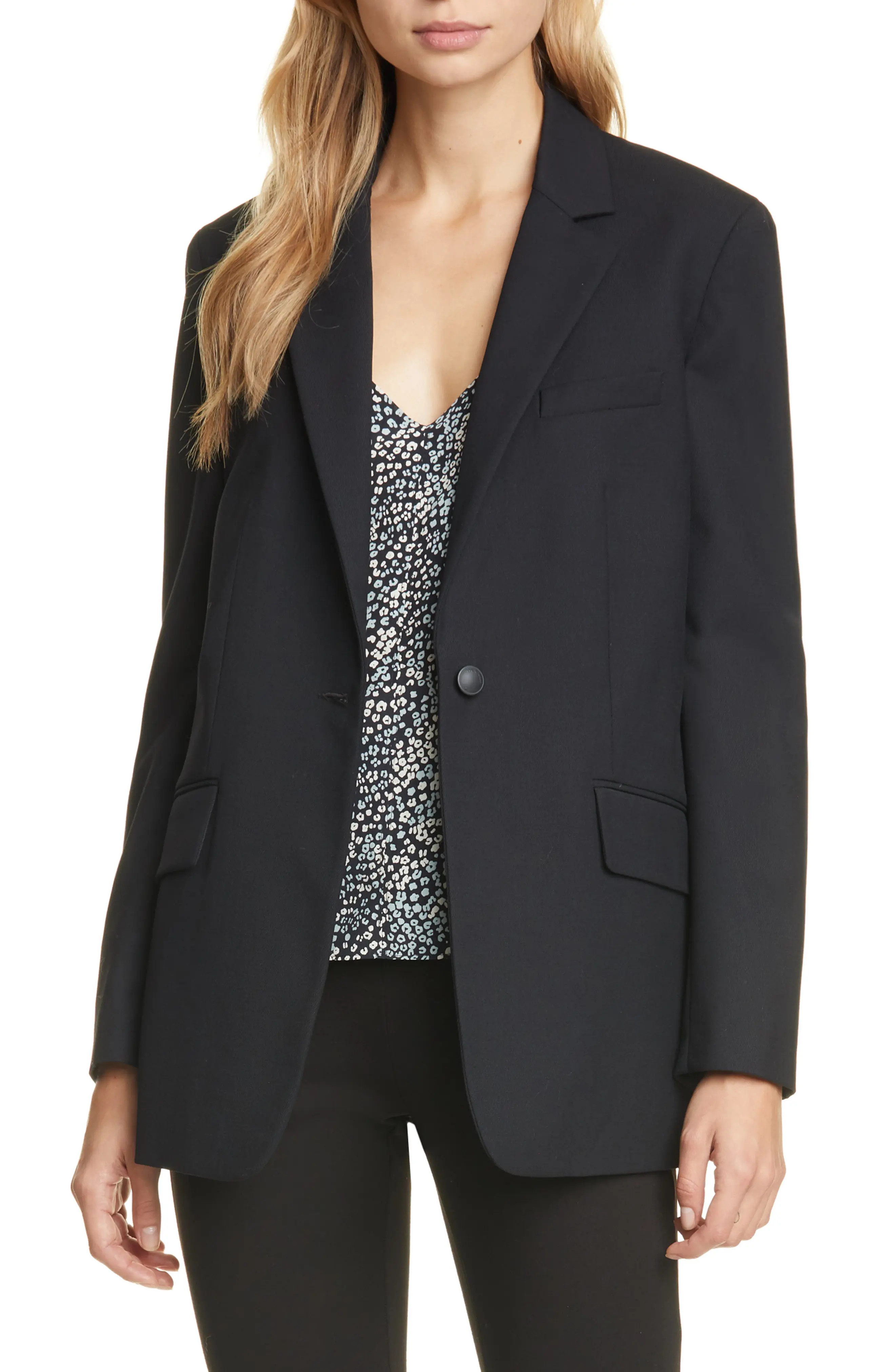Women's Rag & Bone Ames Wool Blend Twill Blazer, Size 4 - Black | Nordstrom