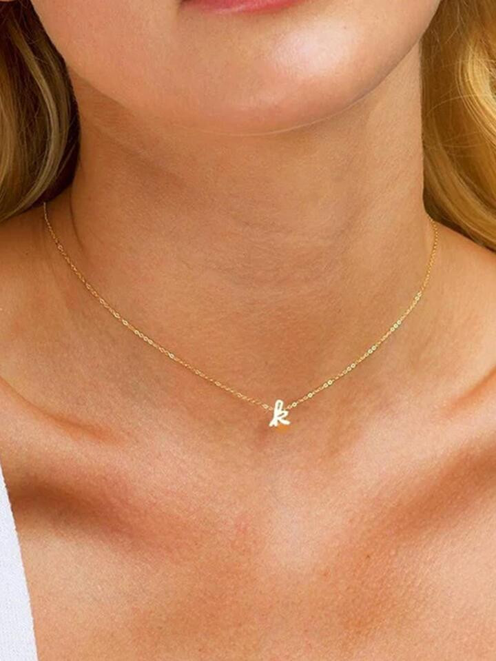 1pc Minimalist Alphabet Pendant Necklace For Women For Daily Jewelry Accessories | SHEIN