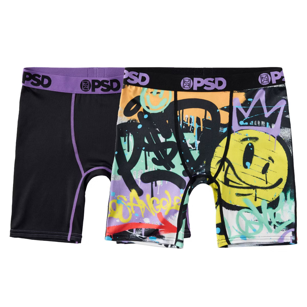 PSD Boys' 2pk Spray Paint Printed Boxer Briefs - Black/Purple/Yellow | Target