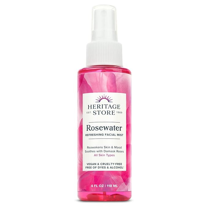 Heritage Store Rosewater, Refreshing Facial Mist for Glowing Skin, with Damask Rose Oil, All Skin... | Amazon (US)