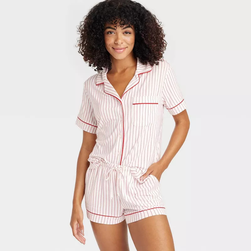Women's Cloud Knit Short Sleeve Top and Shorts Pajama Set - Auden™ | Target