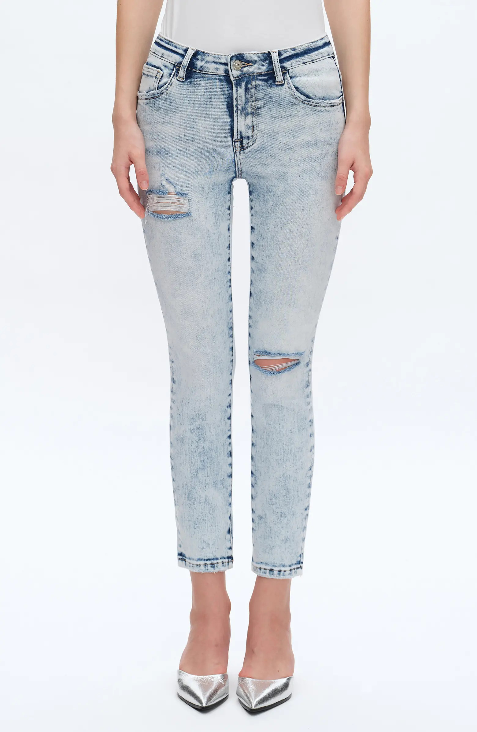 Bayeas Kelly Ripped Mid Rise Crop Skinny Jeans | Nordstrom | Nordstrom