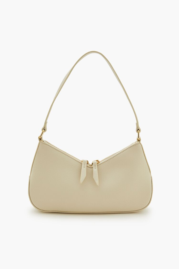 Women's Faux Leather Shoulder Bag in Cream | Forever 21