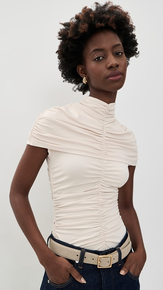 Mock Neck Overlay Gathered Top | Shopbop